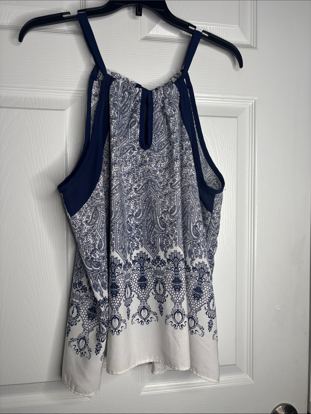 Navy & White Paisley Halter Camisole